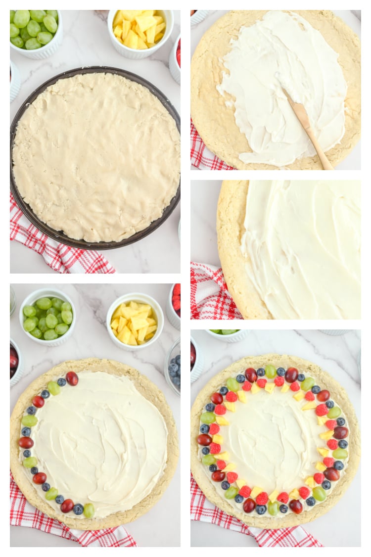 steps to make sugar cookie fruit pizza