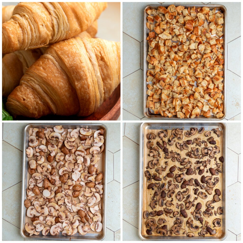 Toasting bread and roasting mushroom process